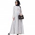 Polka dotted elegant dress abaya- White-Black Polka dotted elegant dress abaya- White-Black
